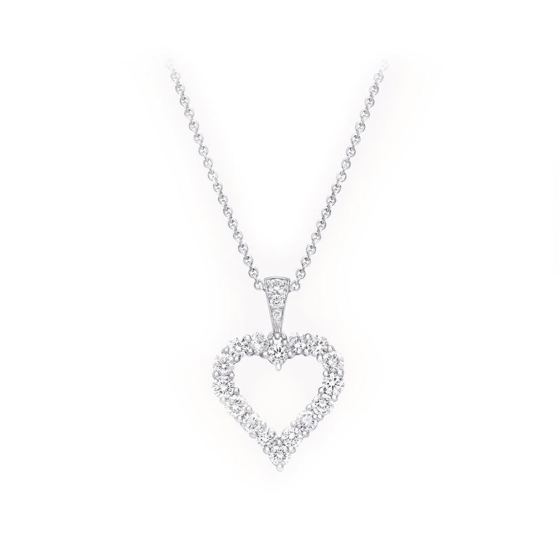 18ct white gold diamond heart pendant