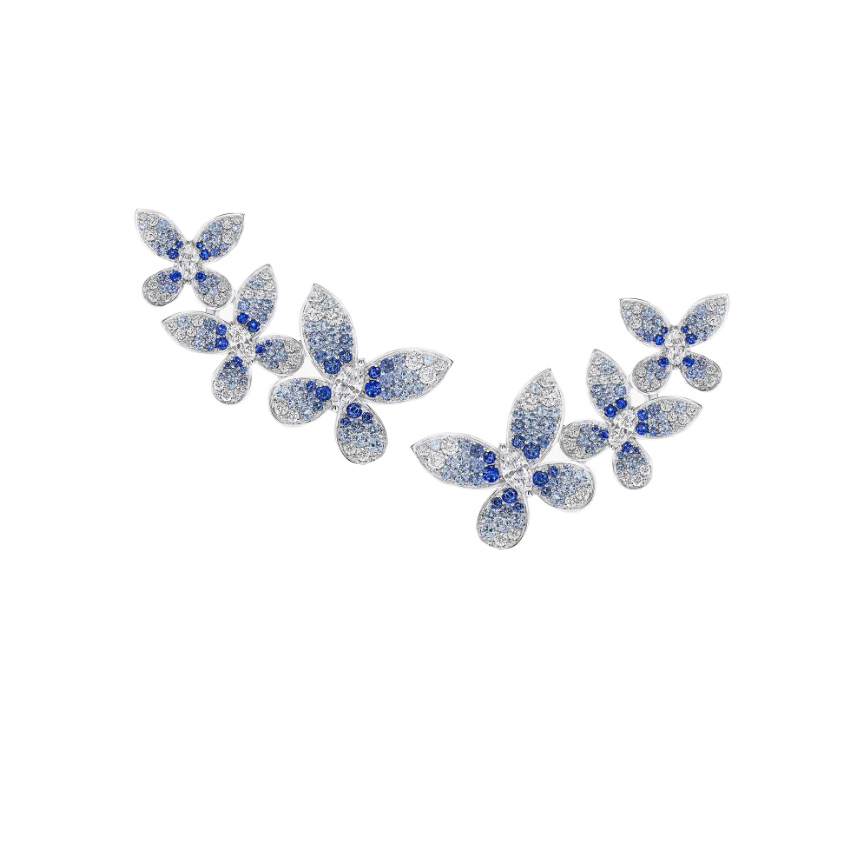 Graff Butterfly Sapphire, Tourmaline and Diamond Ear Climbers Gredzens