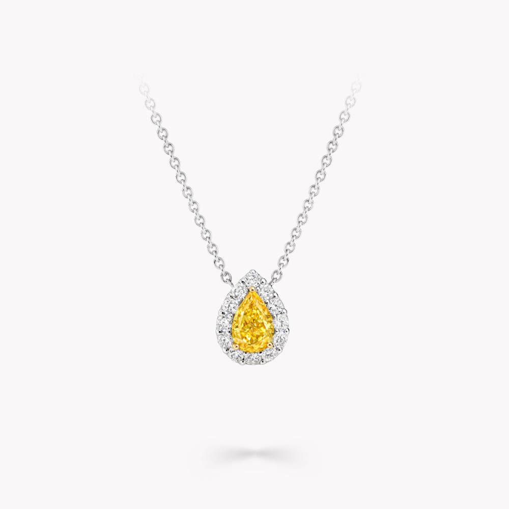Graff Icon Pear Shape Yellow and White Diamond Pendant Necklace