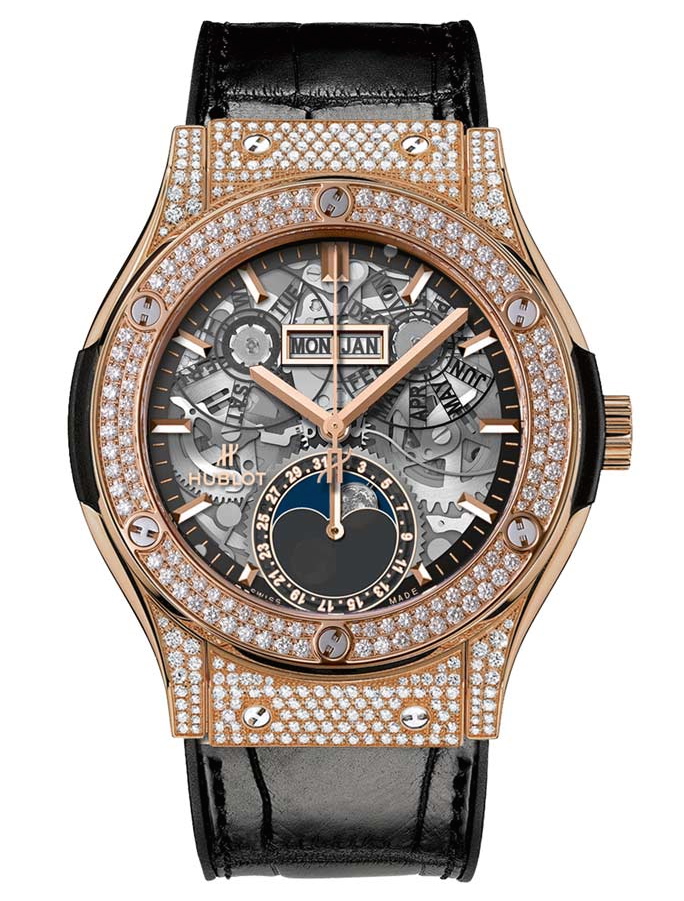 Hublot Classic Fusion 42 Aerofusion Moonphase King Gold Pave