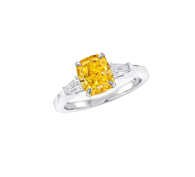 Jewellery Promise Cushion Cut Yellow Diamond 3.17ct Ring