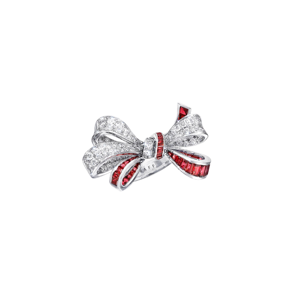 Graff Tilda's Bow Double Knot Ruby and Diamond Ring Ring