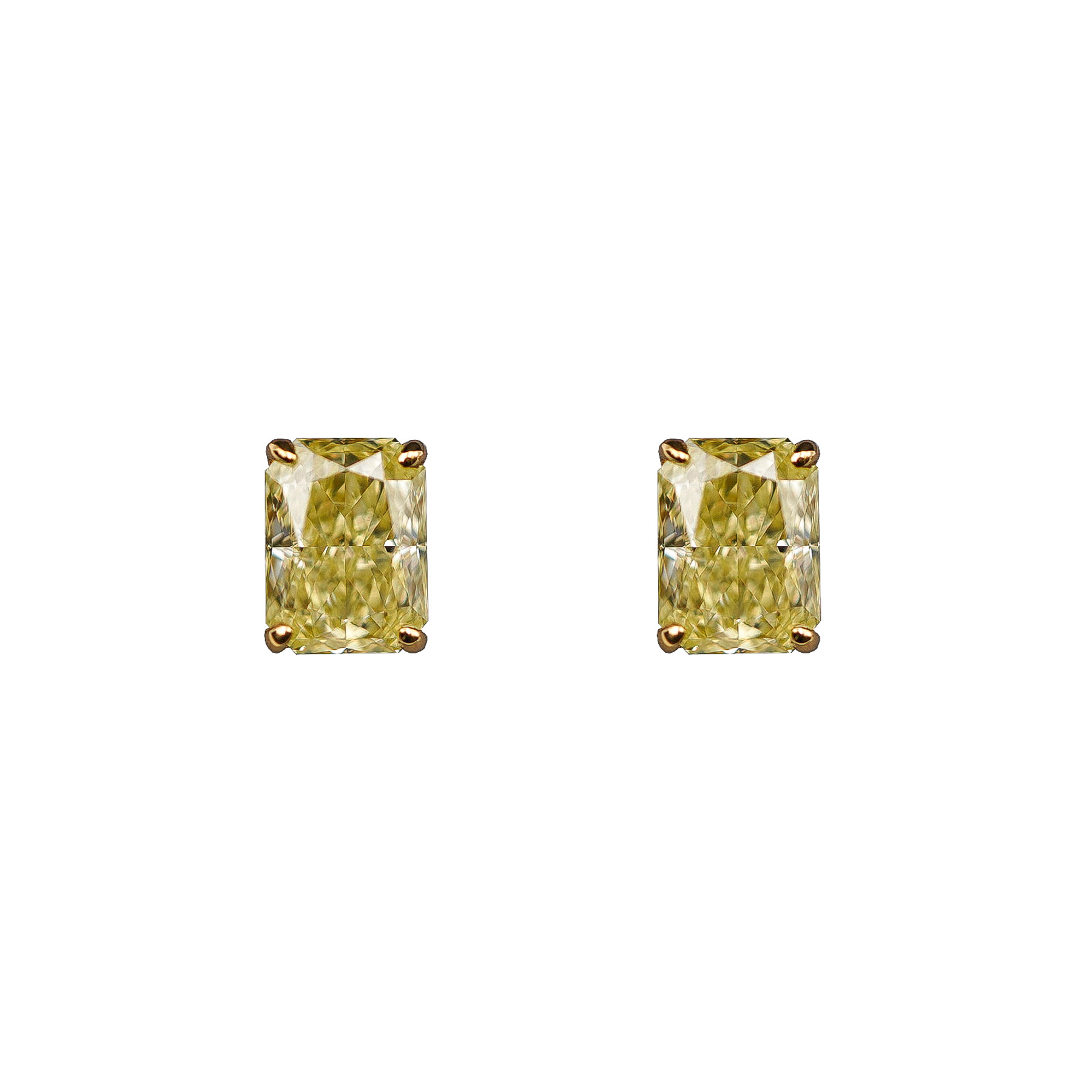 Jewellery Baguette Yellow Diamond 2.62ct Stud Earrings