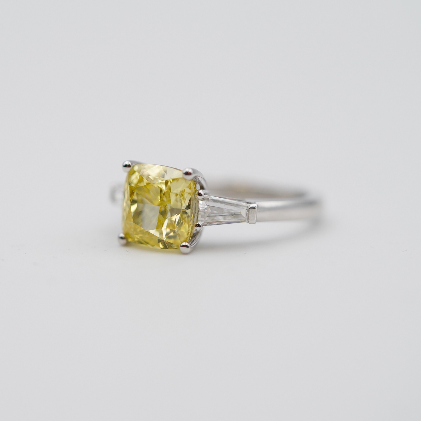 Jewellery Promise Cushion Cut Yellow Diamond 3.17ct Ring