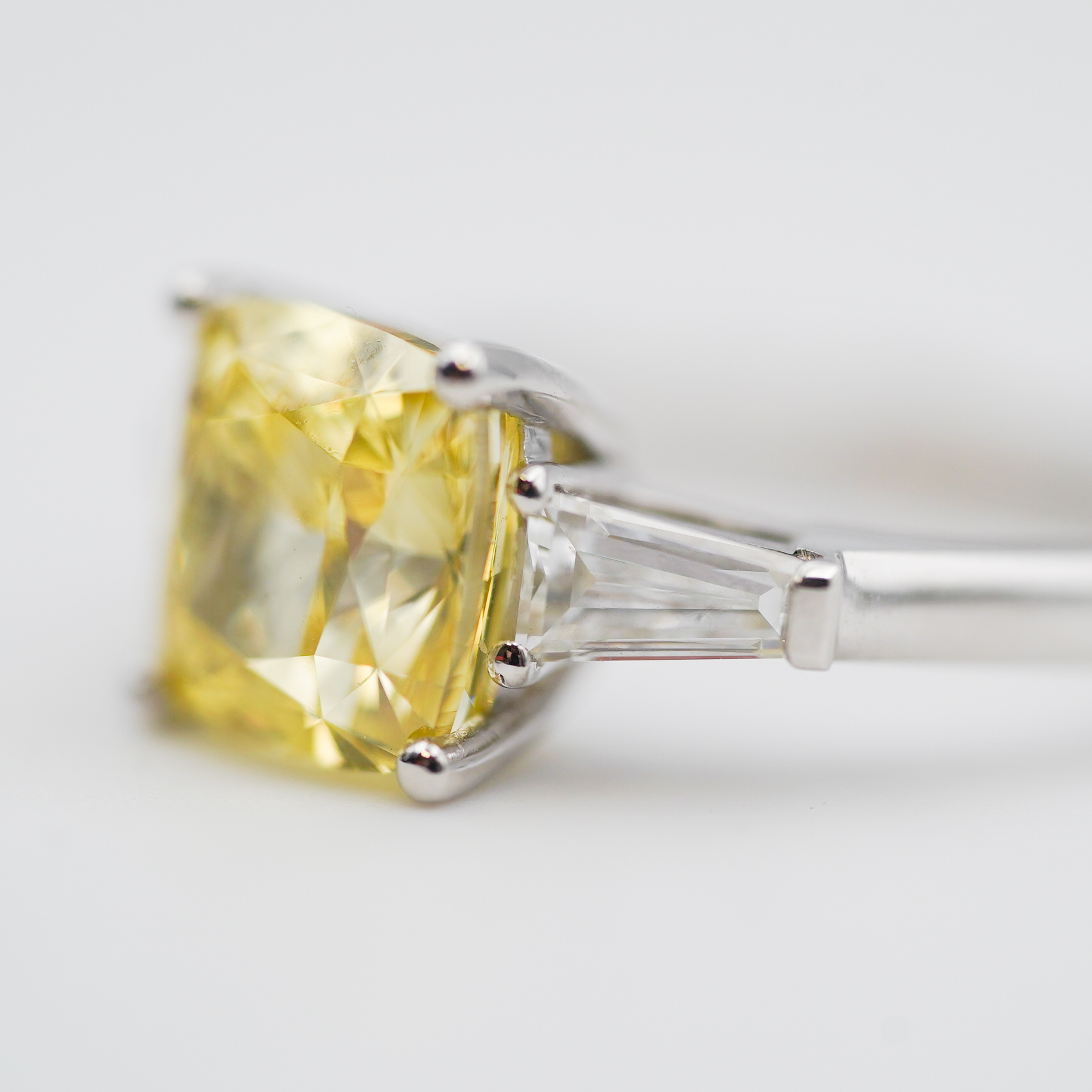 Jewellery Promise Cushion Cut Yellow Diamond 3.17ct Ring