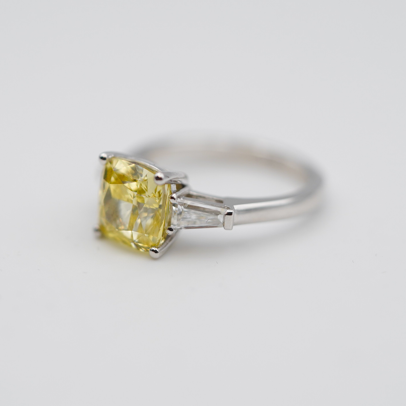 Jewellery Promise Cushion Cut Yellow Diamond 3.17ct Ring