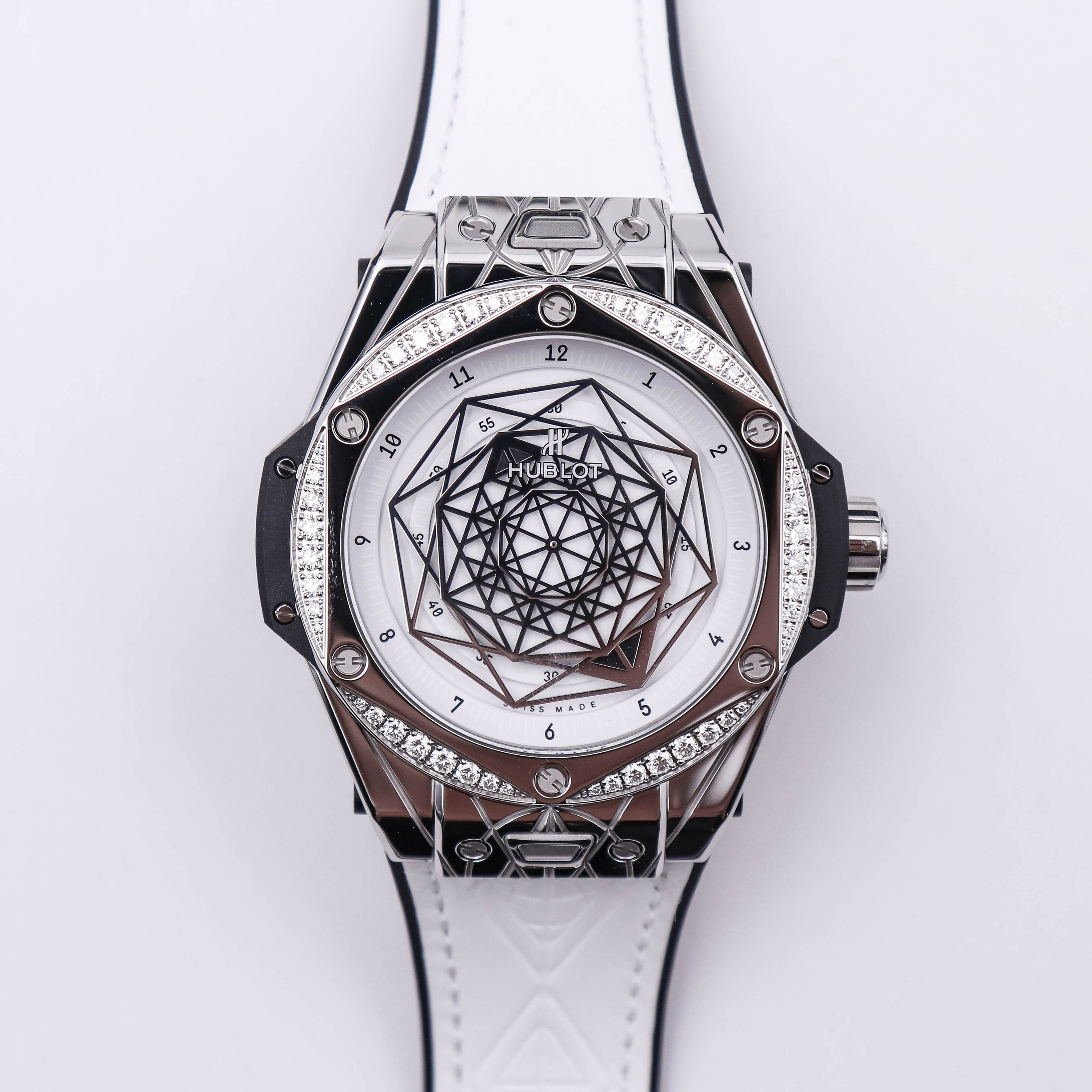 hublot big bang one click sang bleu steel white diamonds