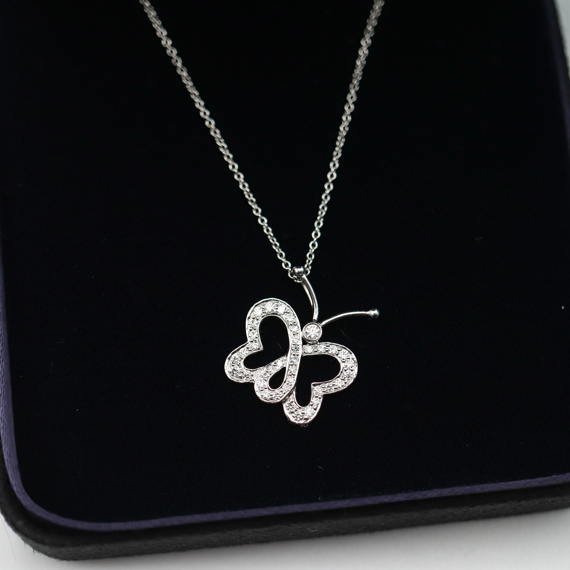 Tiffany & Co. Diamond Butterfly Pendant Necklace