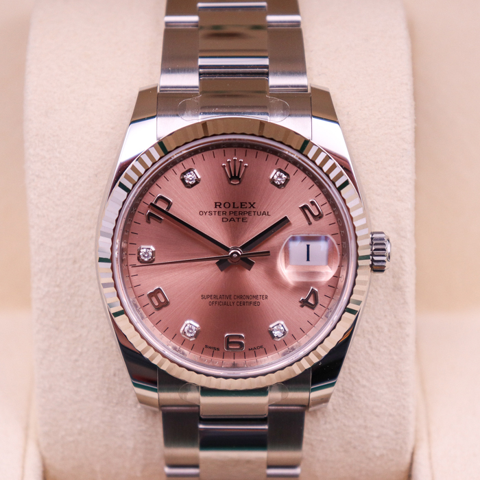 rolex date 34 pink