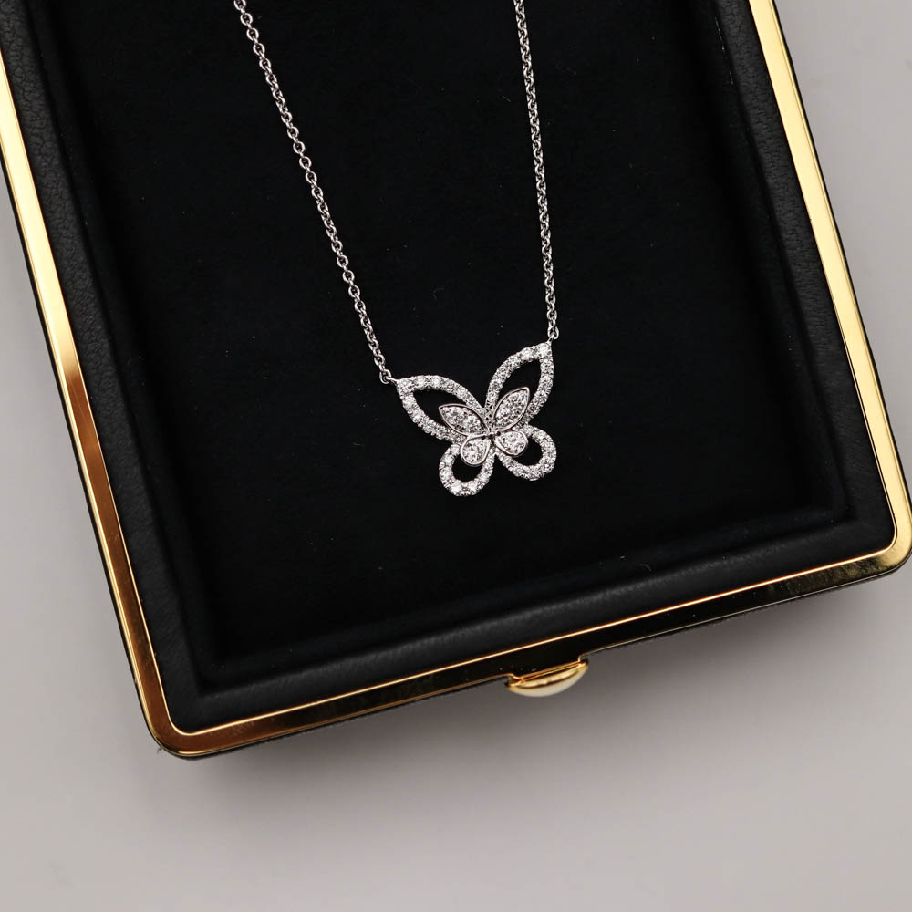 Graff Butterfly Silhouette Diamond Mini Pendant Necklace