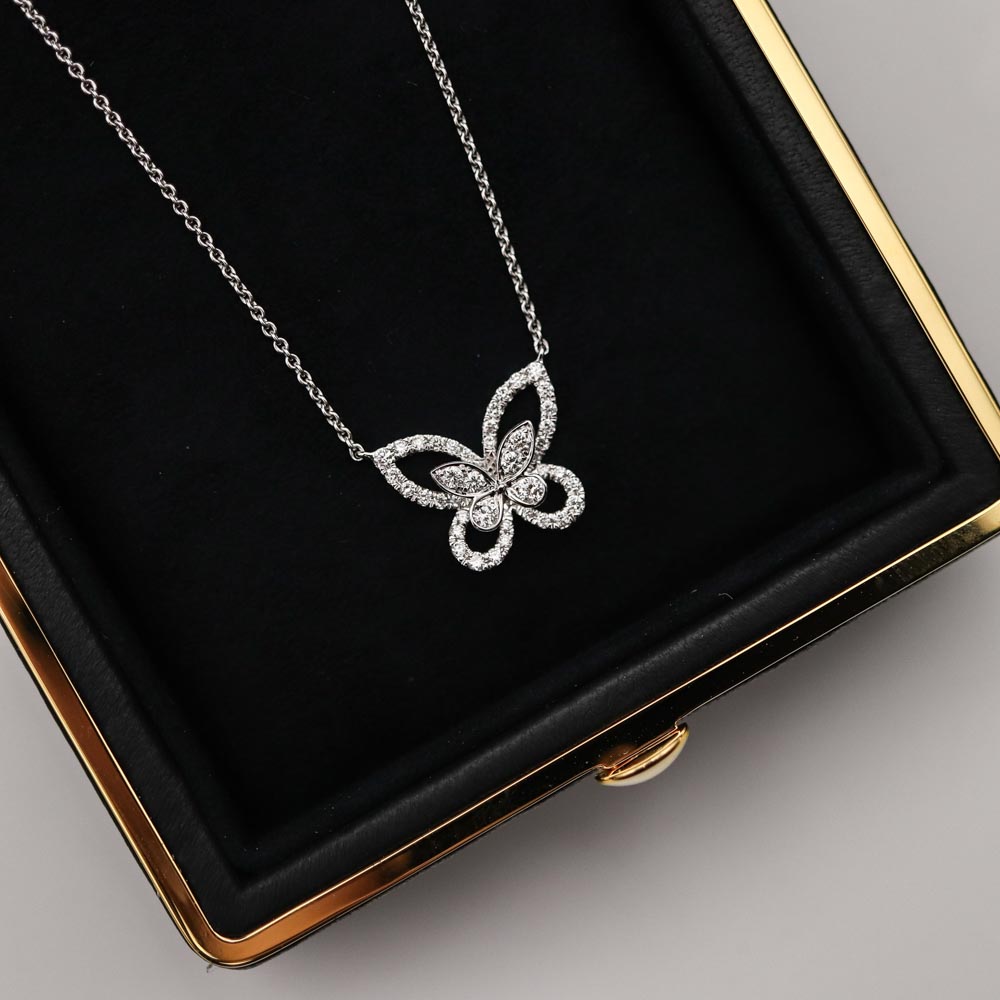 Graff Butterfly Silhouette Diamond Mini Pendant Necklace
