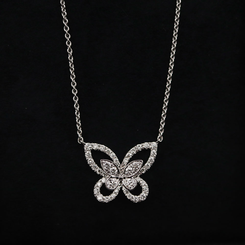 Graff Butterfly Silhouette Diamond Mini Pendant Necklace