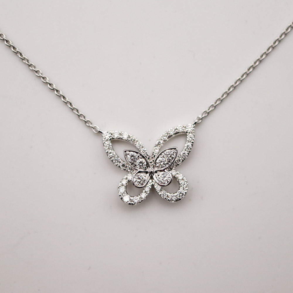 Graff Butterfly Silhouette Diamond Mini Pendant Necklace