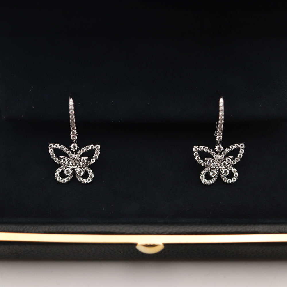Graff Butterfly Silhouette Diamond Drop Earrings Ohrringe