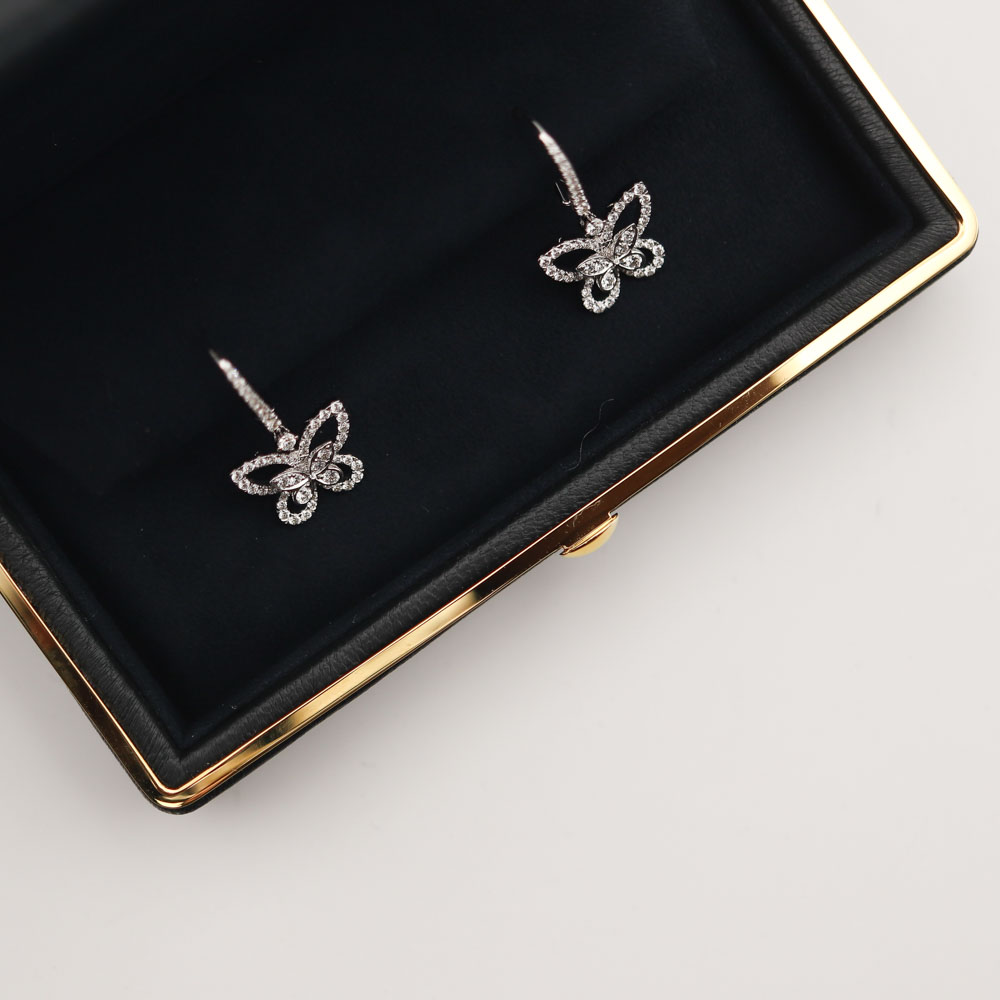 Graff Butterfly Silhouette Diamond Drop Earrings Ohrringe