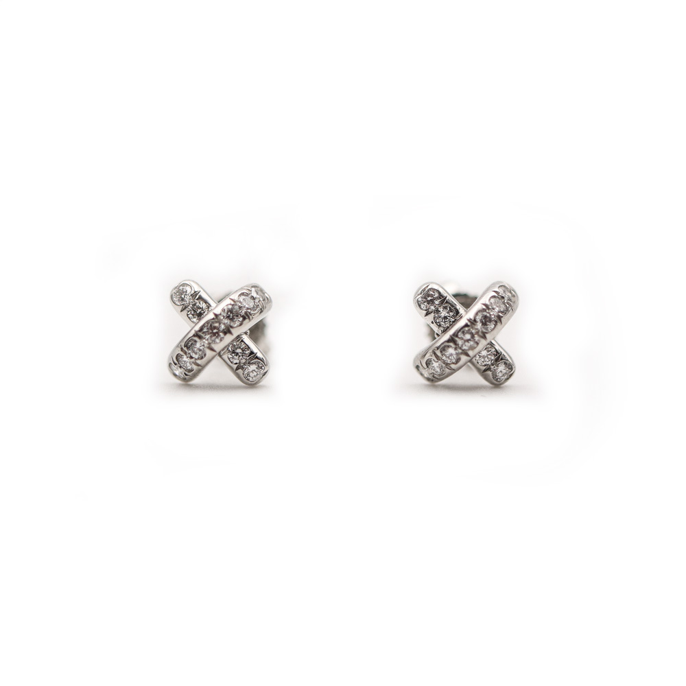 Tiffany & Co. Signature X Diamond Platinum Stud Earrings Örhängen