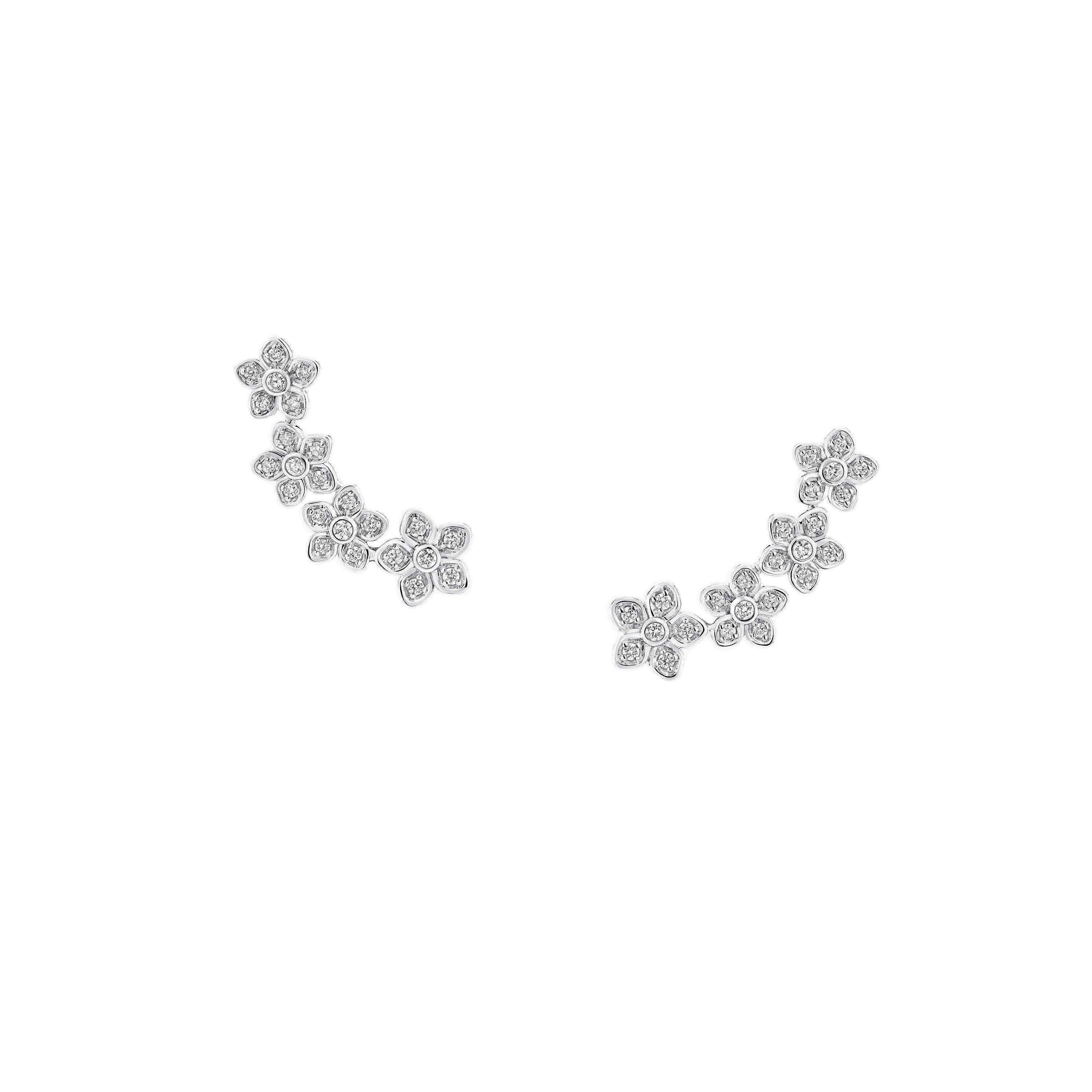 Graff Wild Flower Petite Pavé Diamond Ear Climbers Øreringer