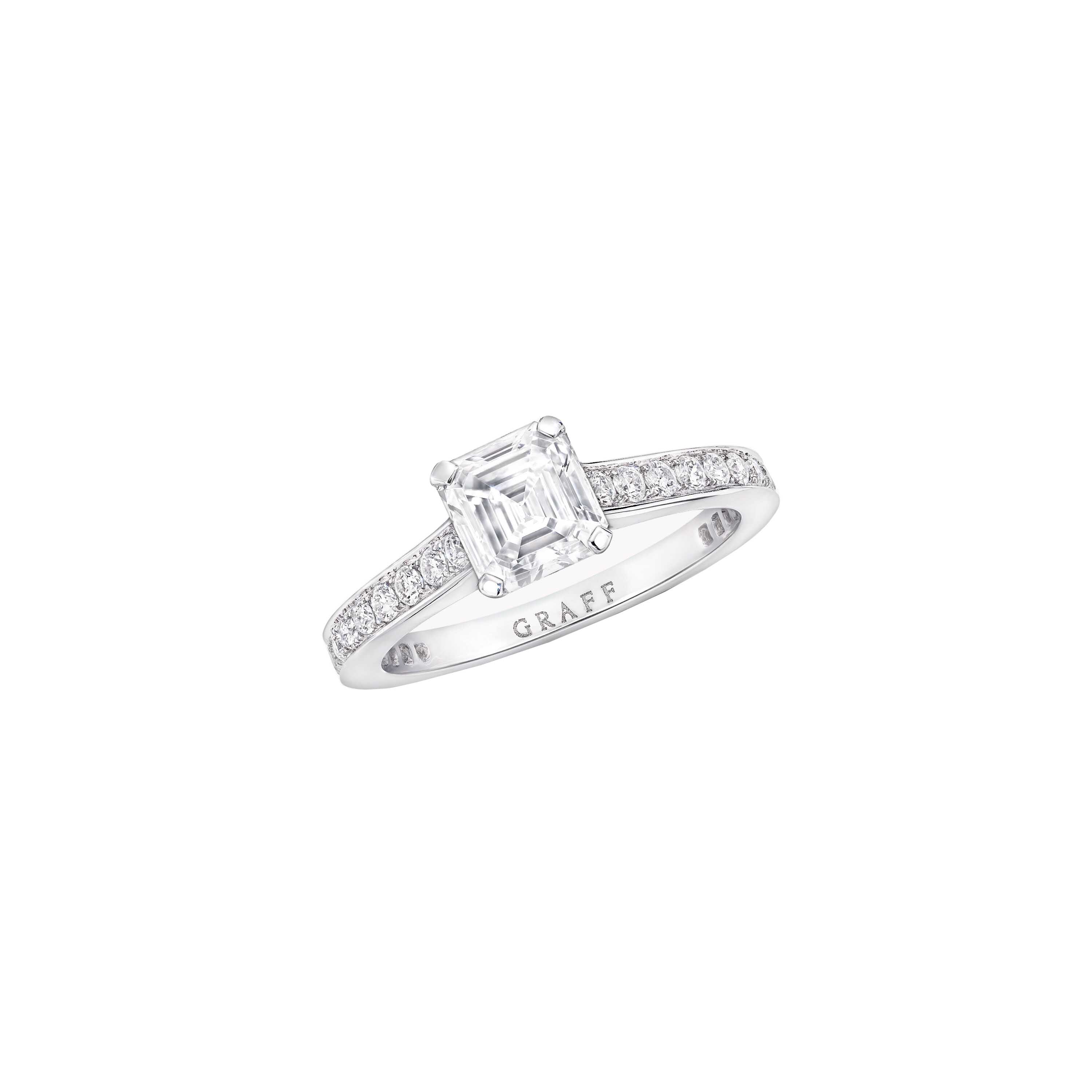 Graff Flame Square Emerald Cut Diamond Engagement Ring Ringer