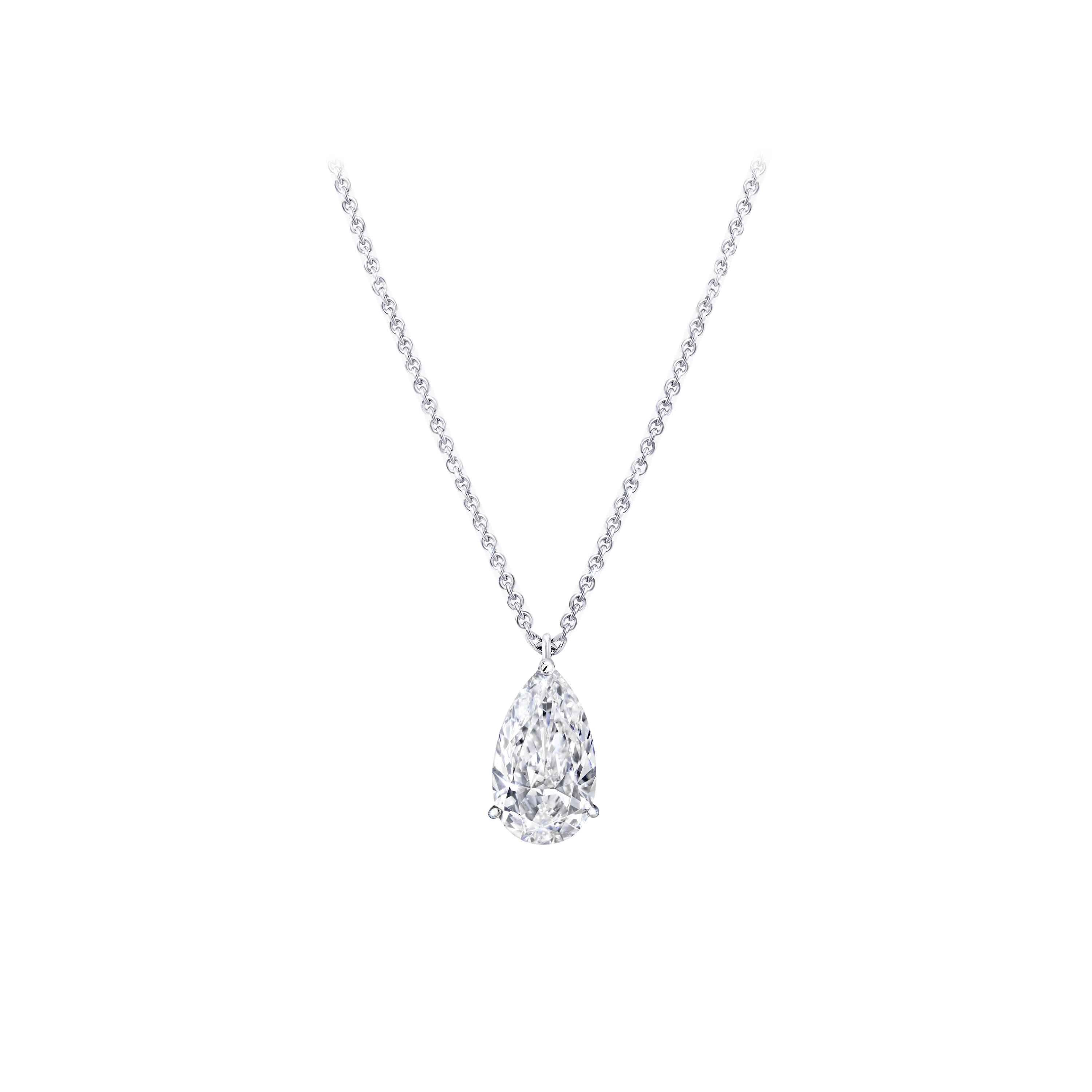 Graff Pear Shape Diamond Solitaire Pendant Necklace