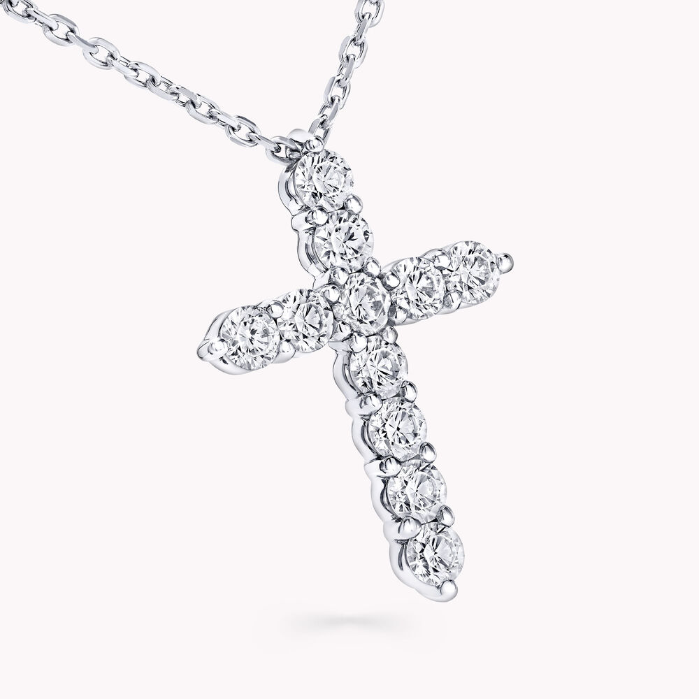 Graff Round Diamond Cross Mini Pendant Necklace