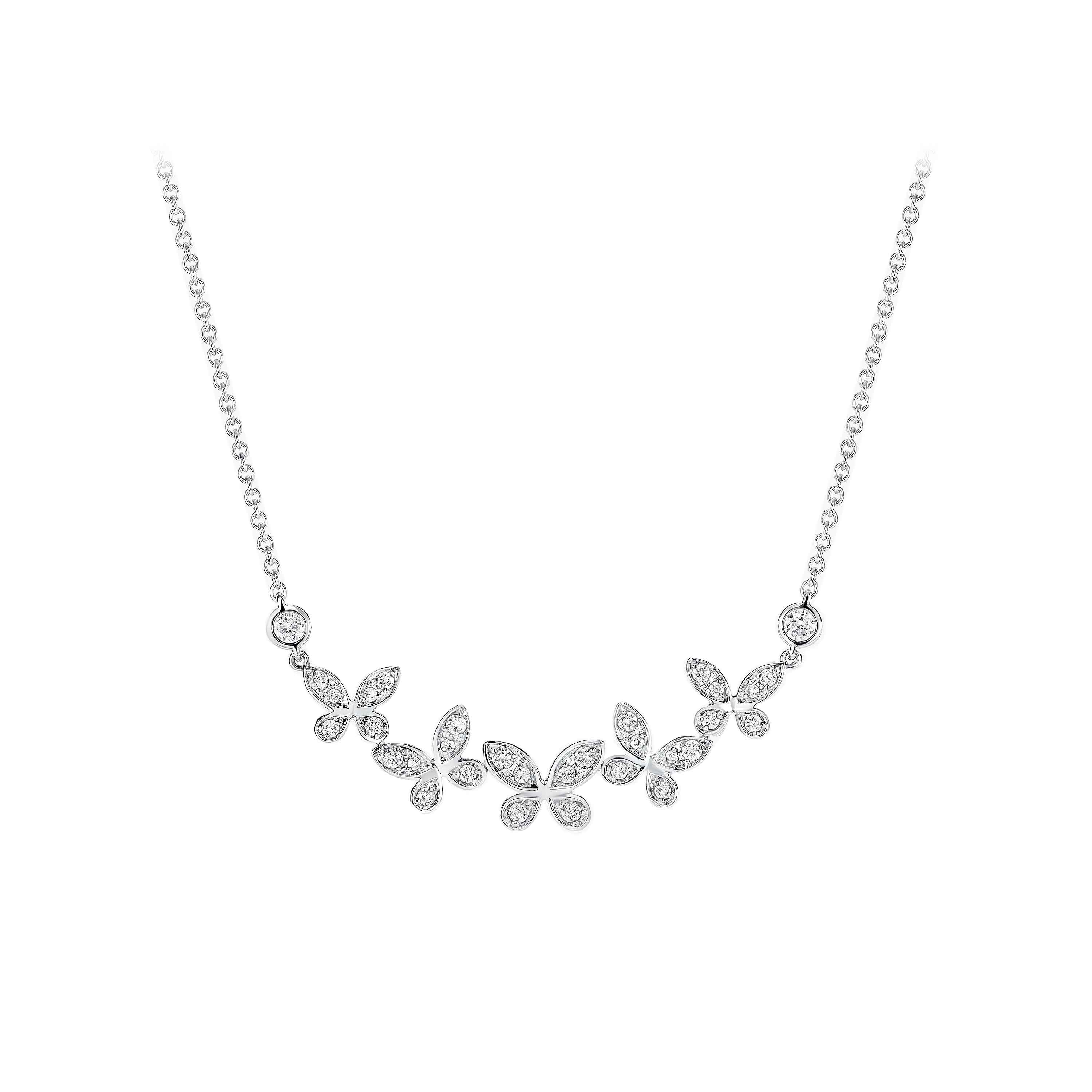 Graff Butterfly Petite Pavé Diamond Line Pendant Necklace