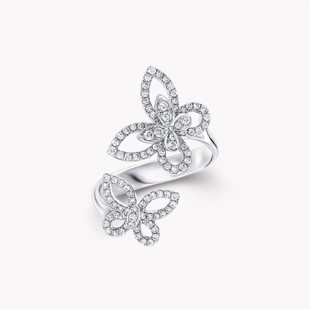 Graff Double Butterfly Silhouette Diamond Ring Ring