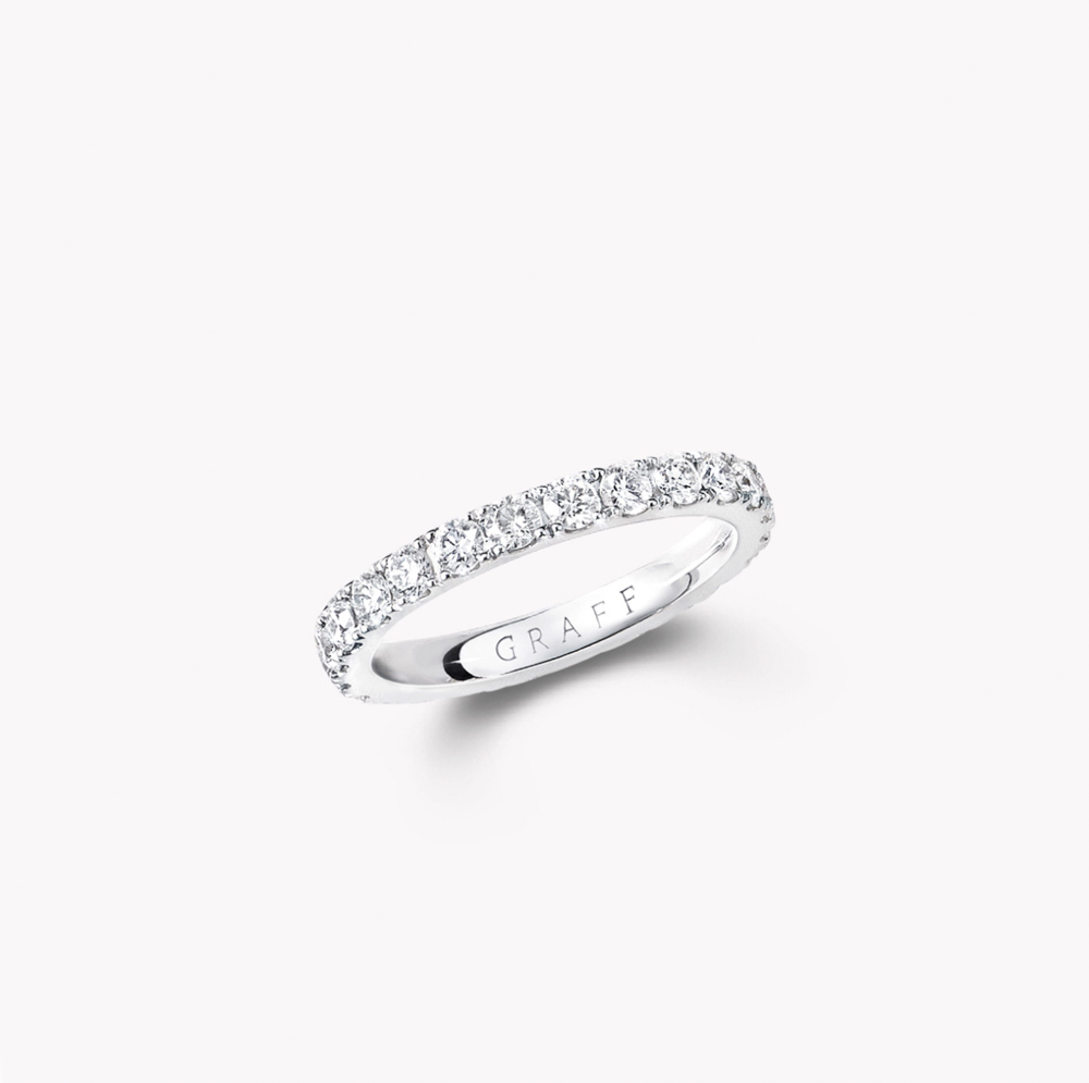 Graff Castle Set Round Diamond Wedding Band Ringa