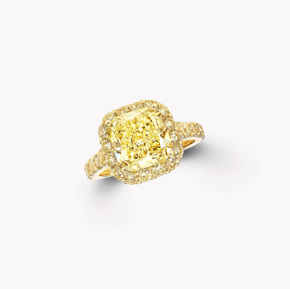 Graff Icon Radiant Cut Yellow Diamond Engagement Ring Pierścienie