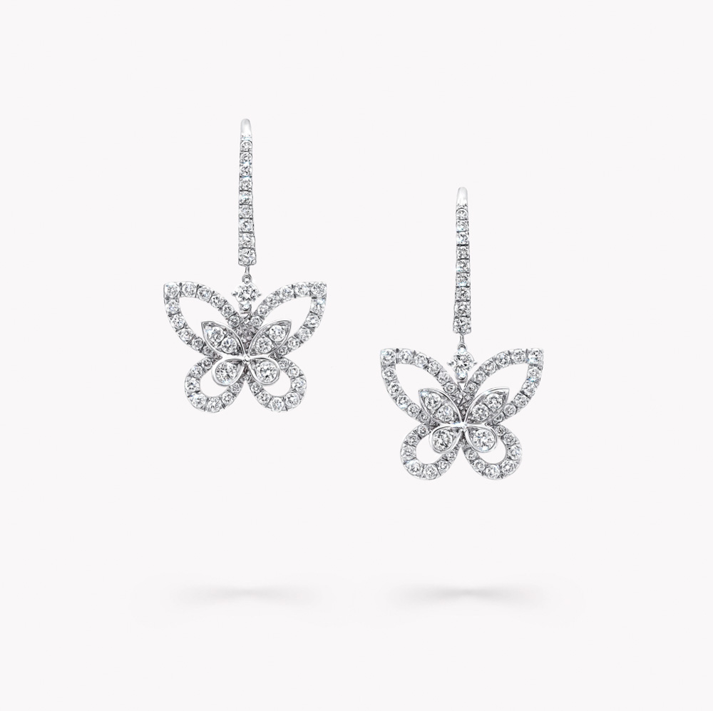 Graff Butterfly Silhouette Diamond Drop Earrings Ohrringe