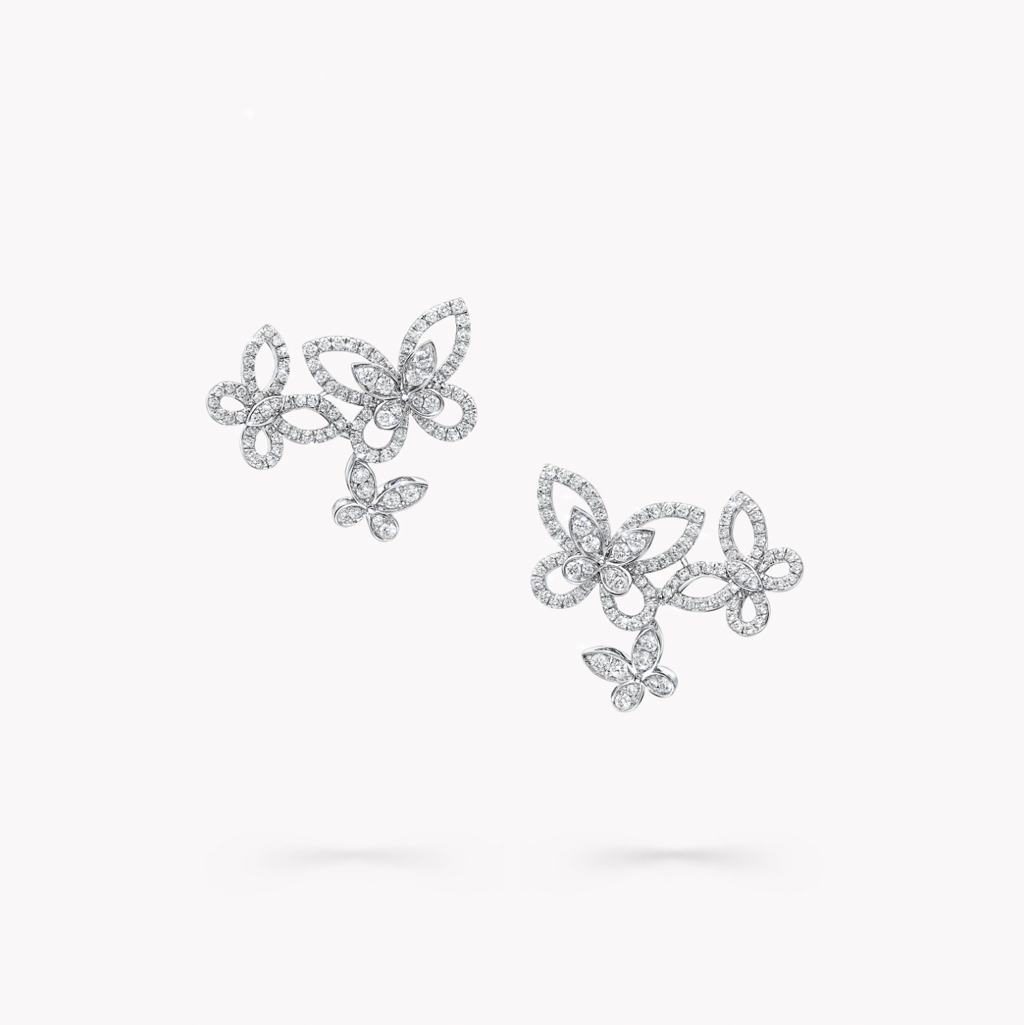 fattigdom flåde Relativ størrelse Triple Butterfly Silhouette Diamond Earrings | Graff | RGE1610