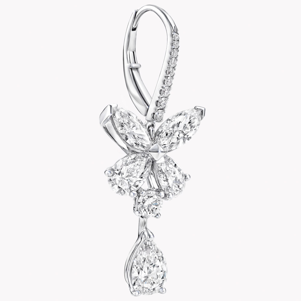 Graff Classic Butterfly Pear Shape Diamond Drop Earrings Earrings