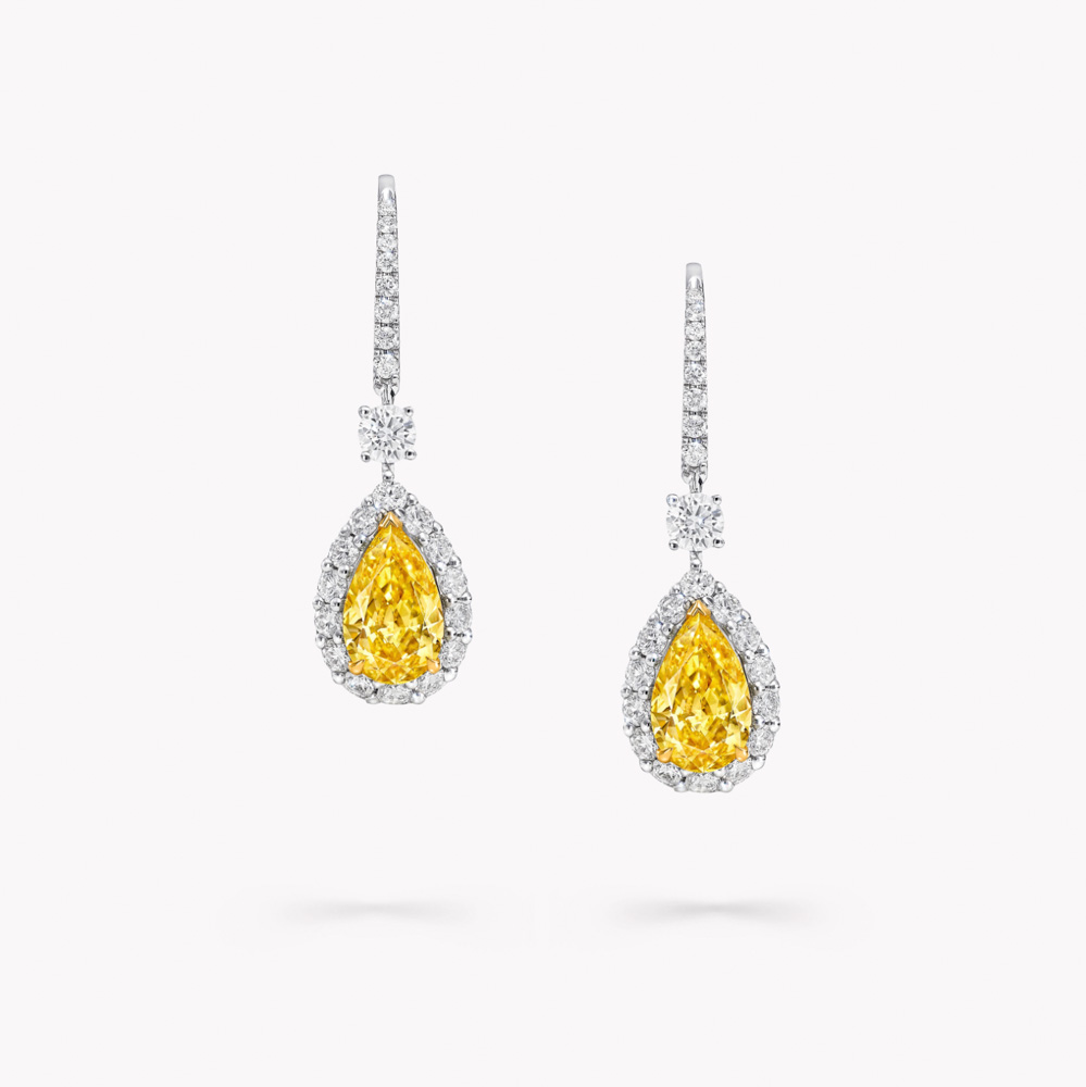 Graff Icon Pear Shape Yellow and White Diamond Earrings Øreringer