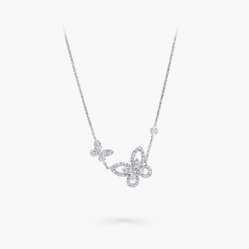 Graff Double Butterfly Silhouette Diamond Pendant Necklace