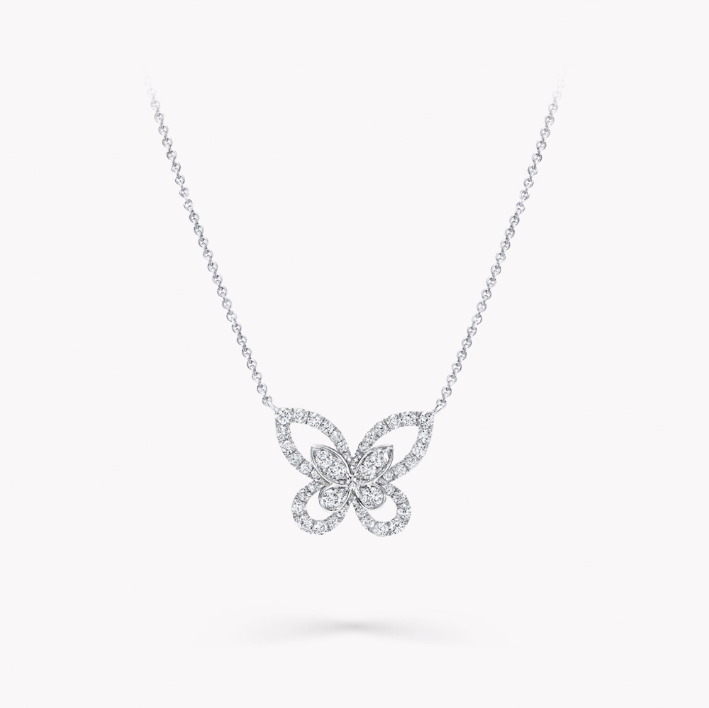 Graff Butterfly Silhouette Diamond Mini Pendant Necklace