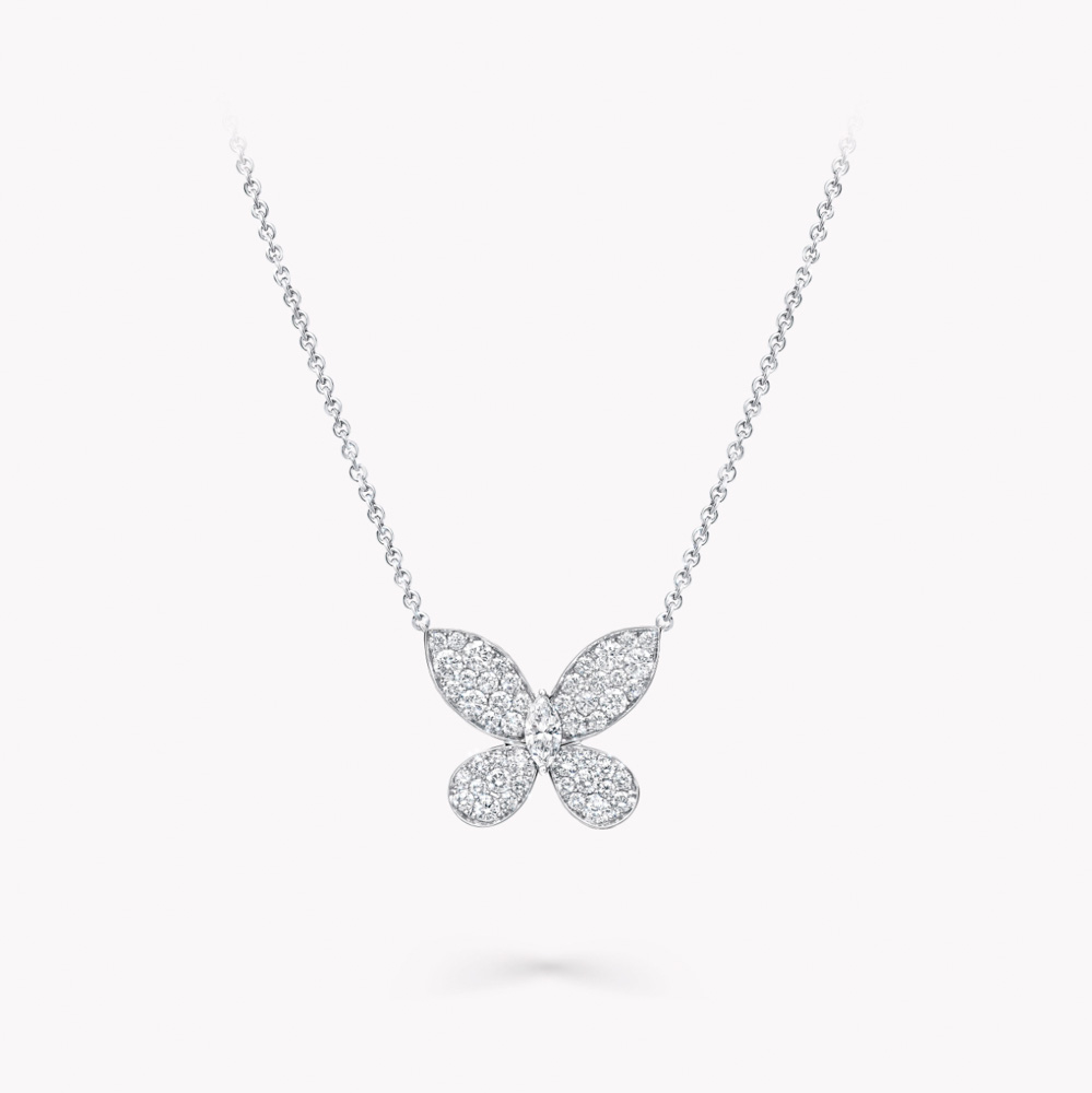 Graff Pavé Butterfly Diamond Small Pendant Necklace
