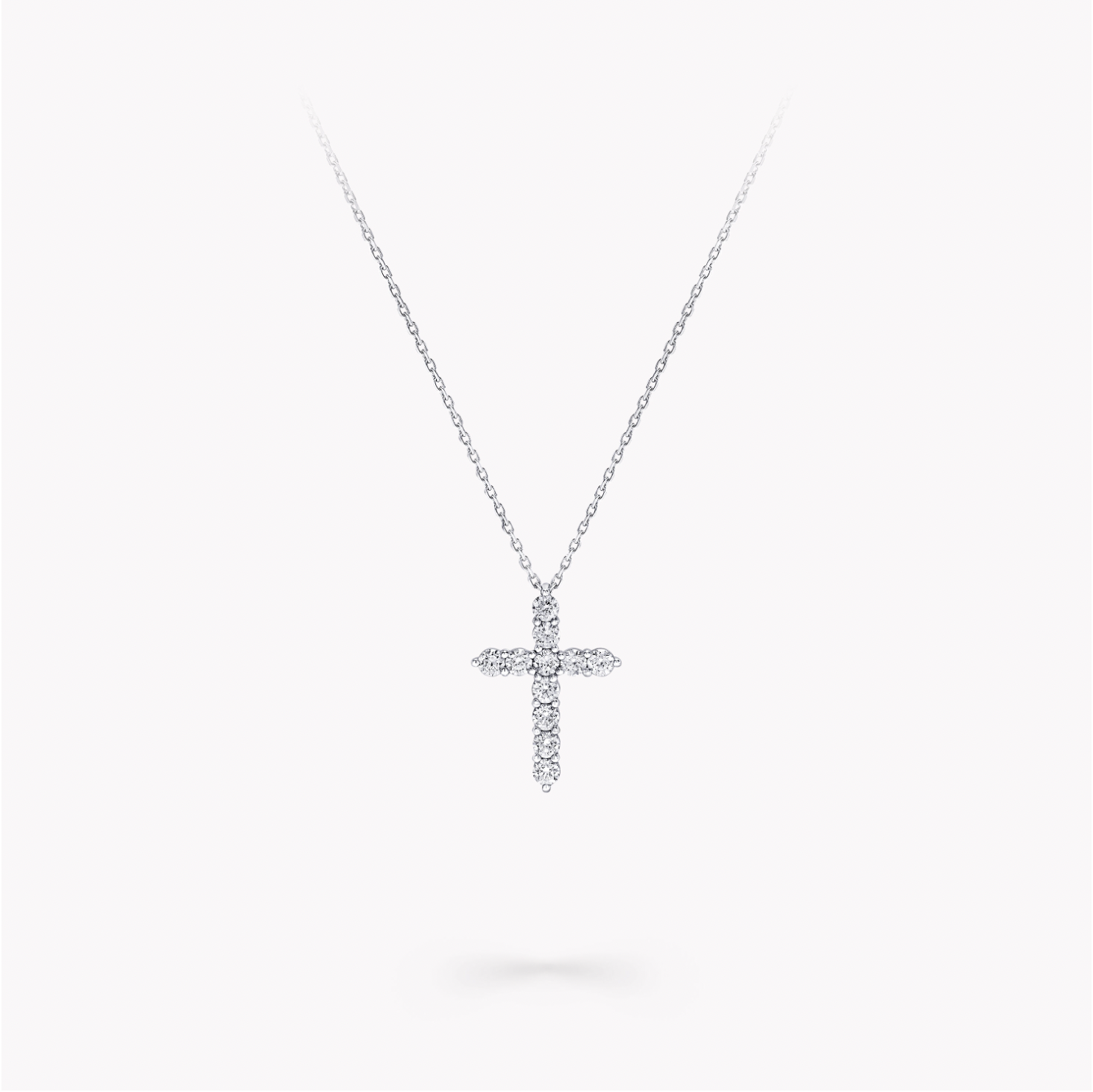 Graff Round Diamond Cross Mini Pendant Necklace