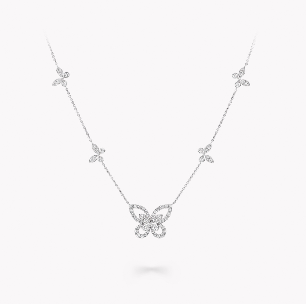 Graff Multi Butterfly Silhouette Diamond Pendant Necklace