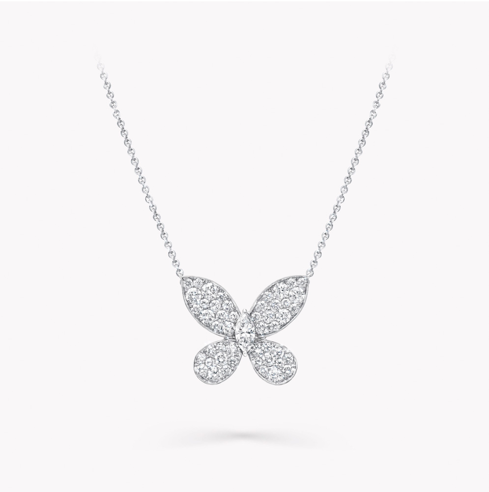Graff Pavé Butterfly Diamond Pendant Necklace