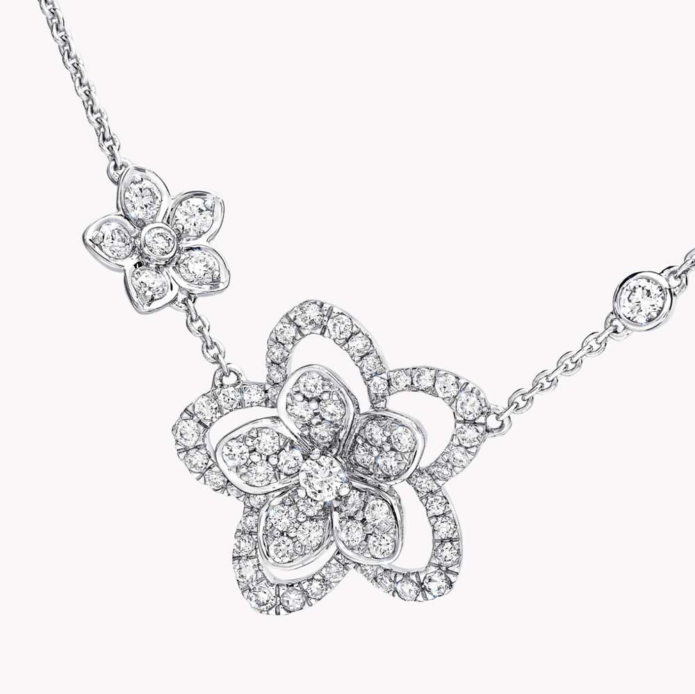 Graff Wild Flower Double Diamond Pendant Necklace