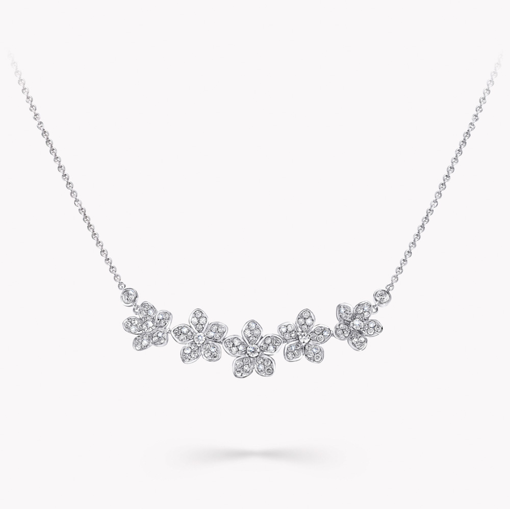 Graff Wild Flower Diamond Line Pendant Necklace