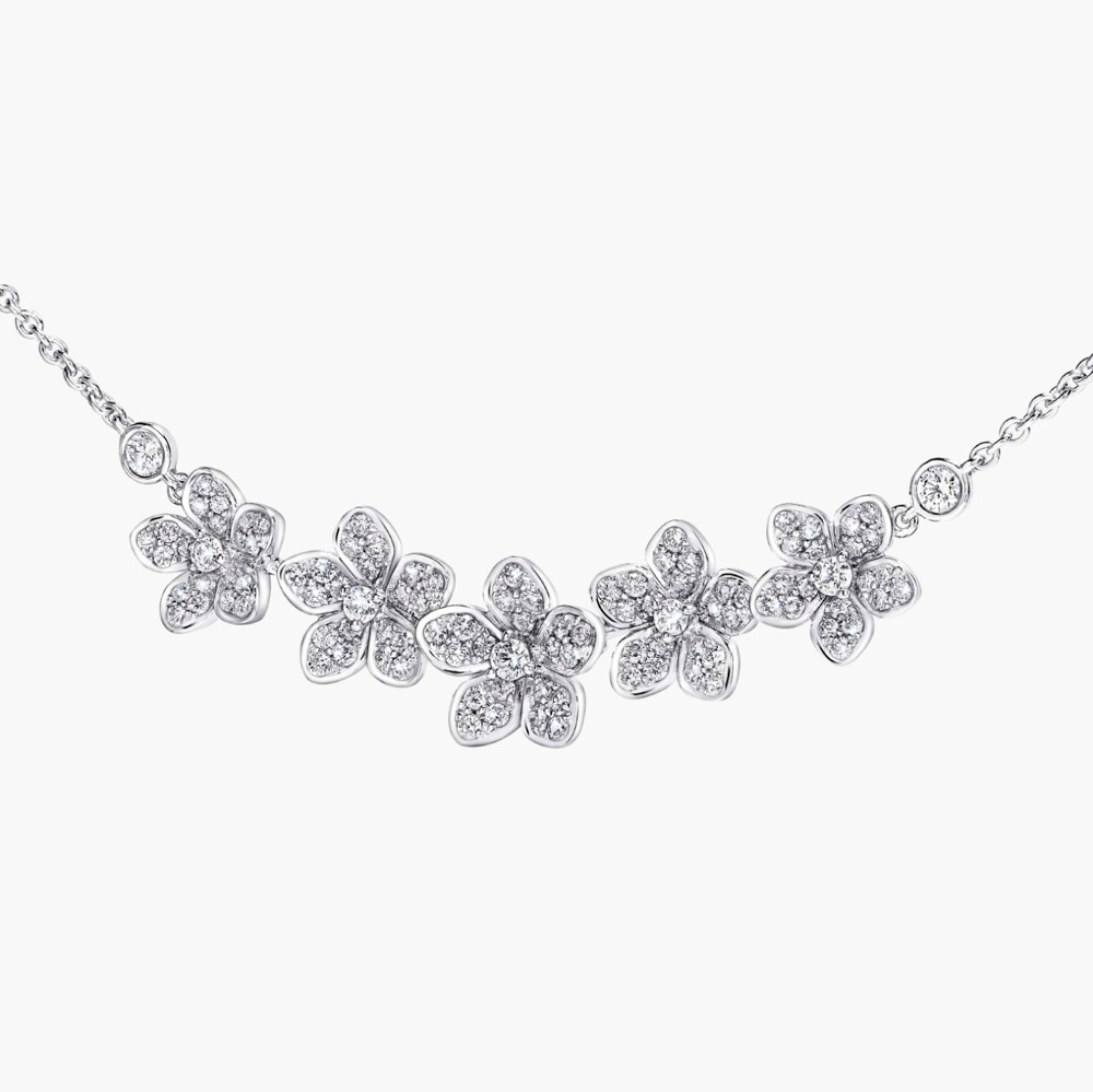 Graff Wild Flower Diamond Line Pendant Necklace