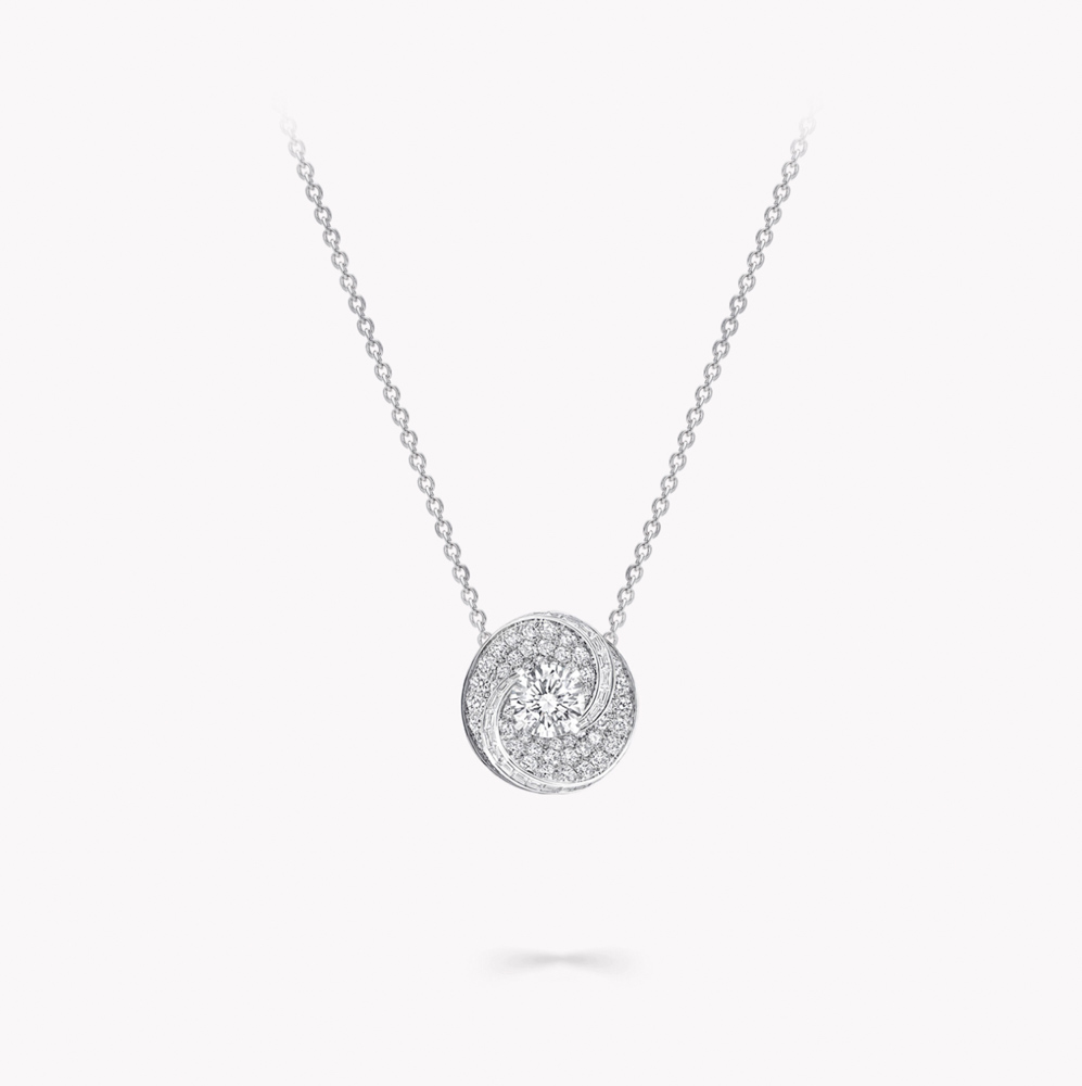 Graff Swirl Round Diamond Pendant Necklace