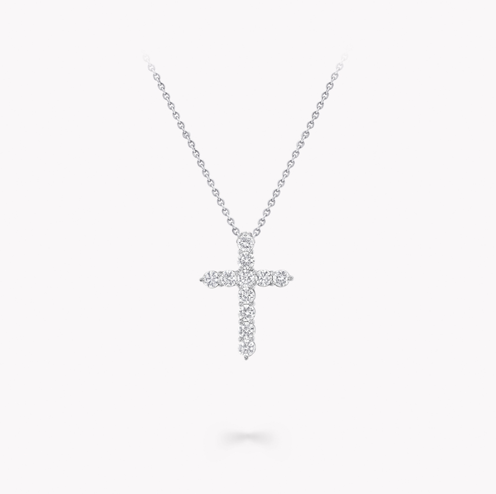 Graff Round Diamond Cross Medium Pendant Necklace