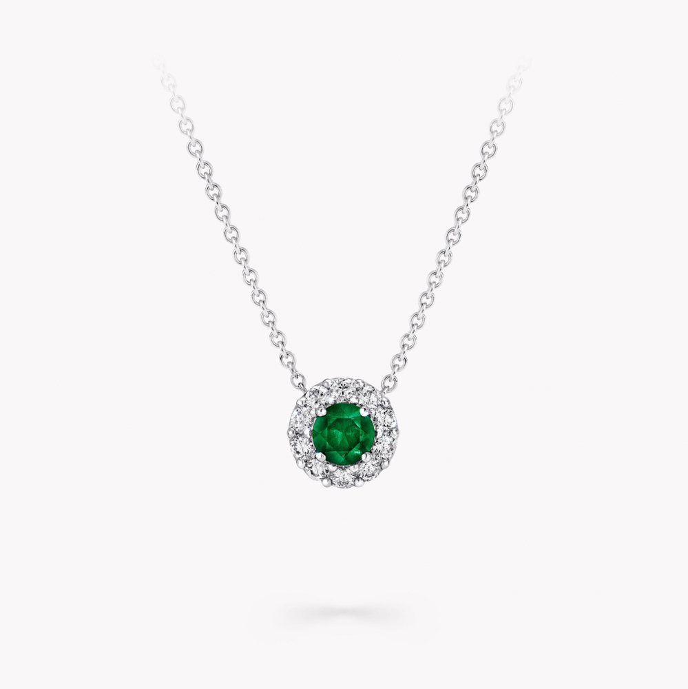 Graff Icon Round Emerald and Diamond Pendant Halsband