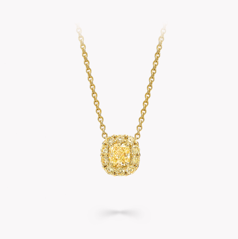 Graff Icon Cushion Cut Yellow Diamond Pendant Necklace