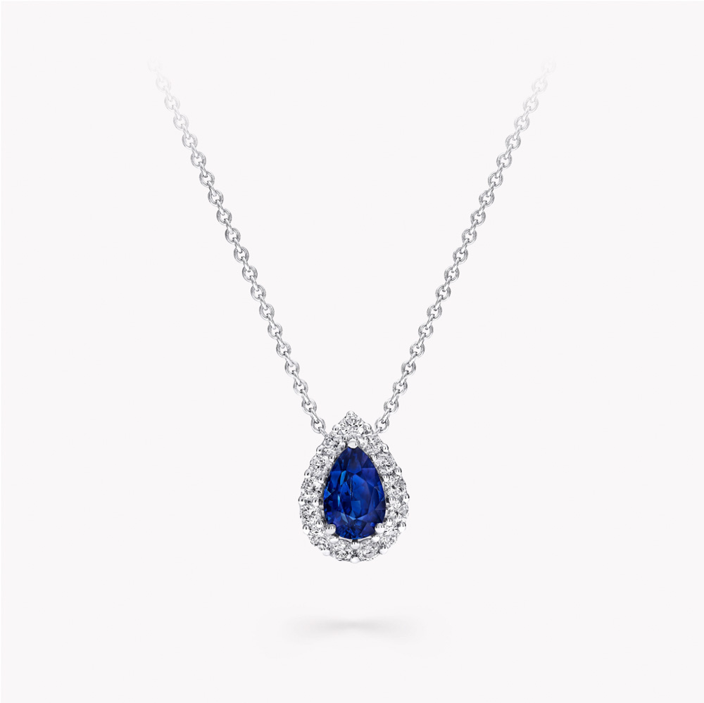 Graff Icon Pear Shape Sapphire and Diamond Pendant Necklace