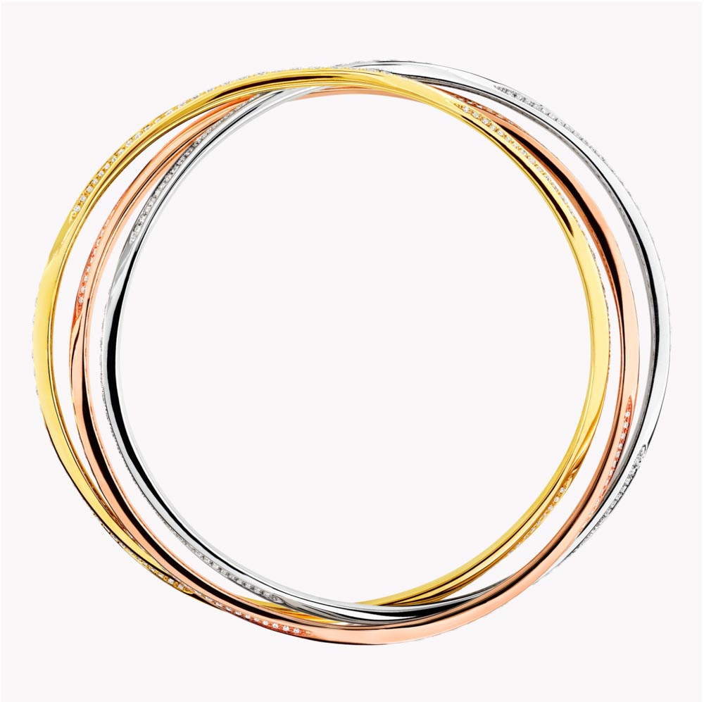 Graff Triple Spiral Pavé Diamond Bangle Bracelet