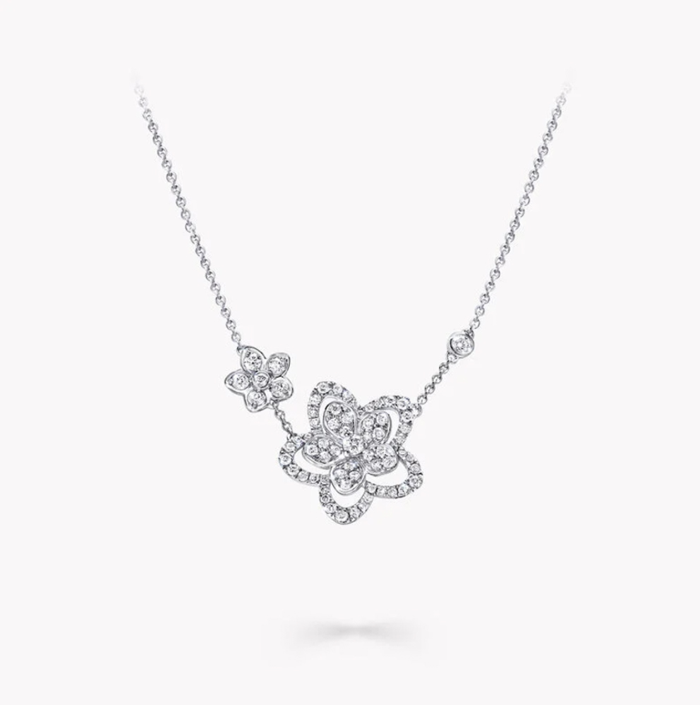 Graff Wild Flower Double Diamond Pendant Necklace